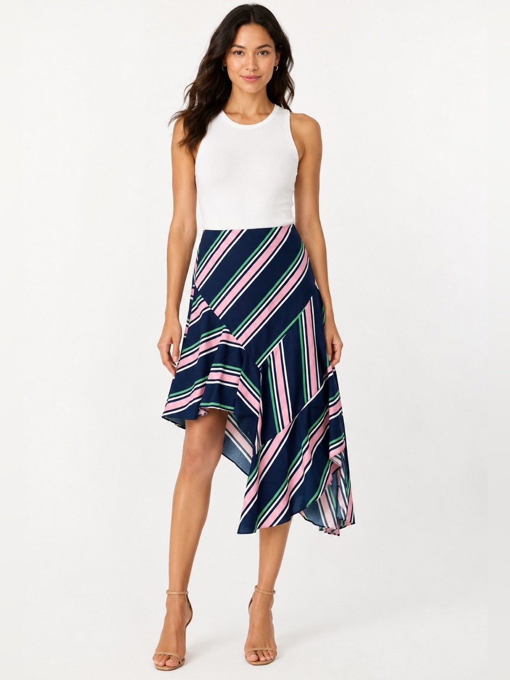 Bar lll Far Side Striped Asymmetrical Skirt Size 6 NWT
